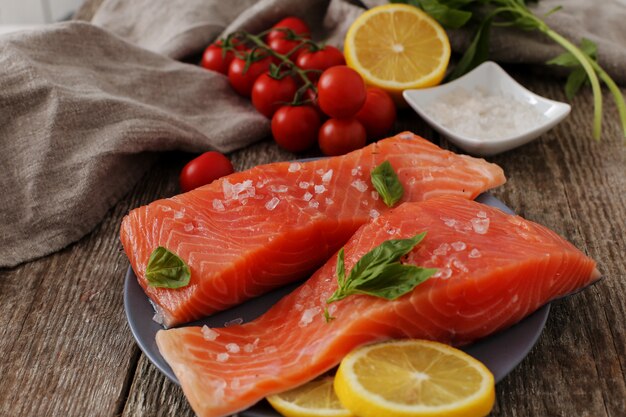 Salmon slices, healthy food