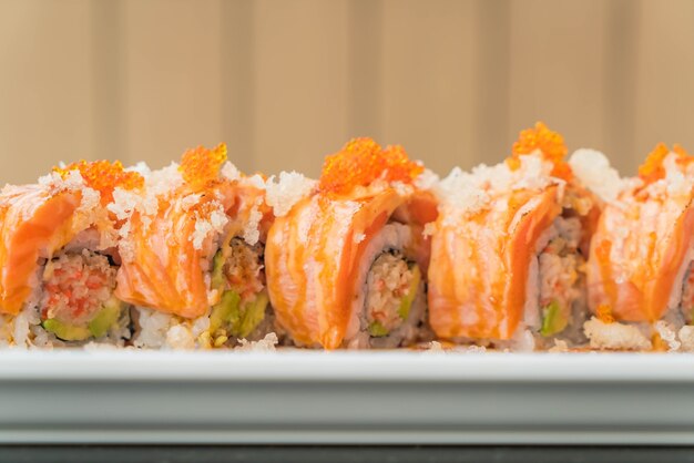 salmon sushi rolls