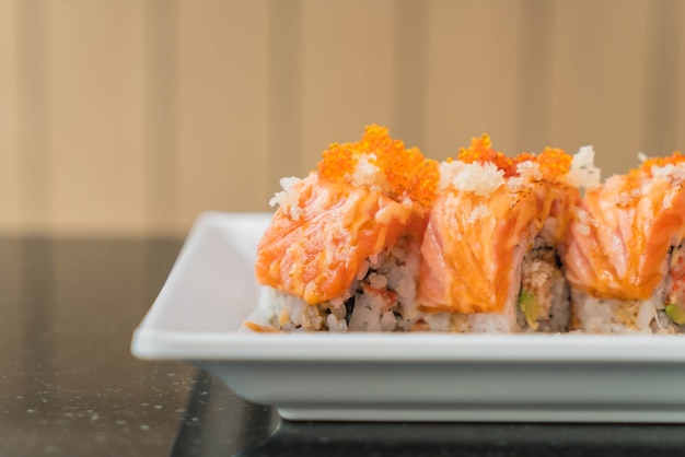 salmon sushi rolls