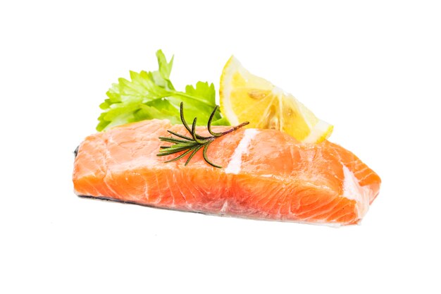 Salmon on white background