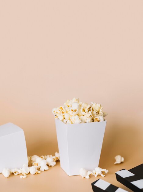 Salted popcorn box on the table