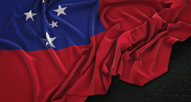 Samoa Flag Wrinkled On Dark Background 3D Render