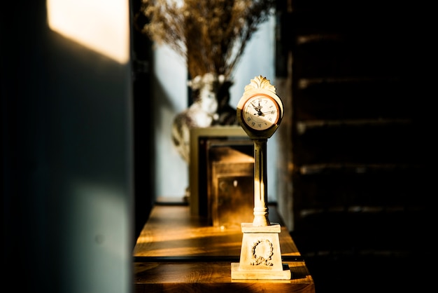 Indoor Plant Clock Furniture Table – Free Download Stock Photo