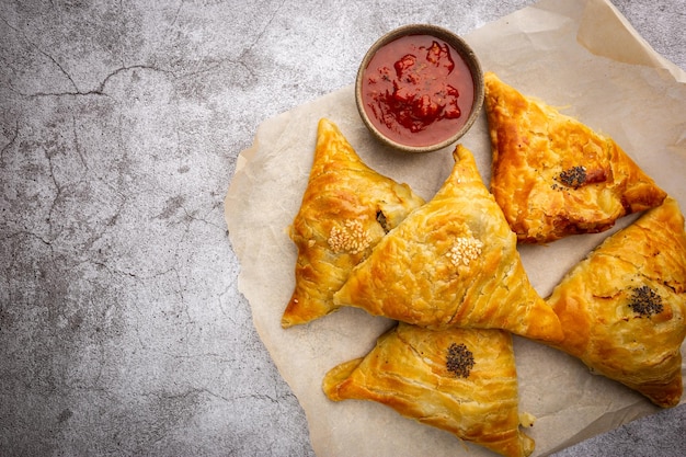 Samsa or samosas with meat