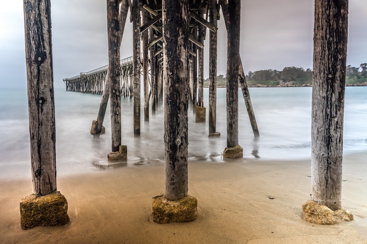Free Photo san simeon pier on william randolph hearst memorial beach, california