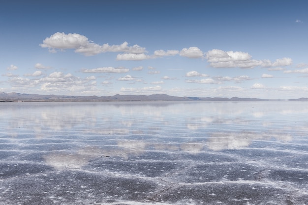 Free photo sand texture visible under the crystal clear sea and the sky