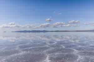 Бесплатное фото Текстура песка видна под кристально чистым морем и небом