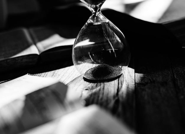 Sandglass on a table