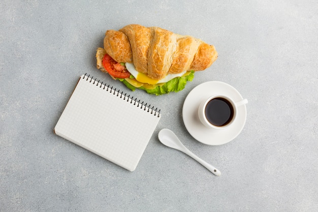 Sandwich and blank notepad Free Download – Free Stock Photo