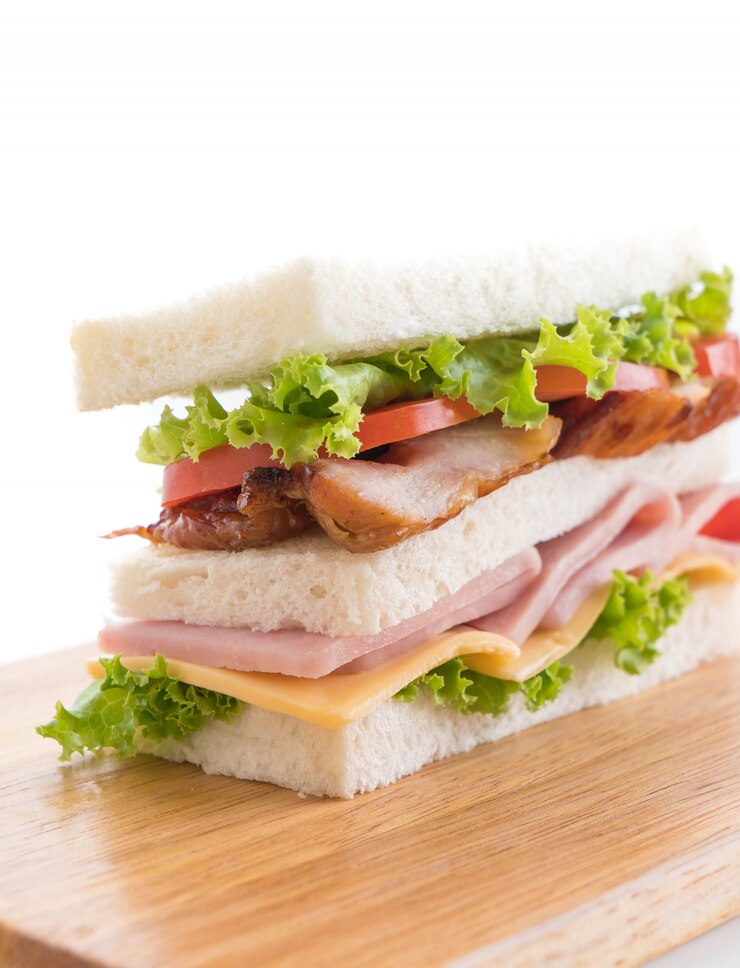 無料Photo 白い背景にサンドイッチ