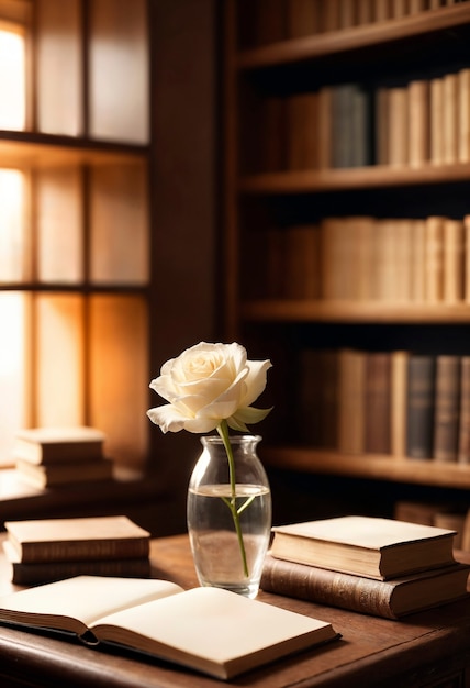 Free photo sant jordi celebration with book and rose