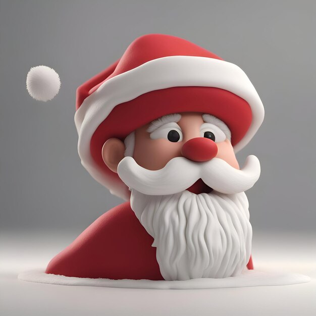 santa claus christmas character 3d illustration on grey background