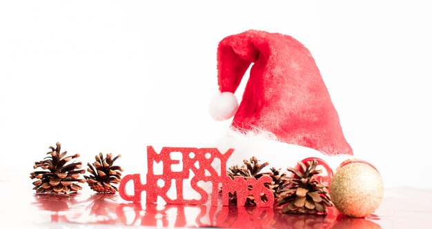 Santa claus hat with christmas decoration