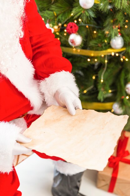 Santa Claus reading empty letter 