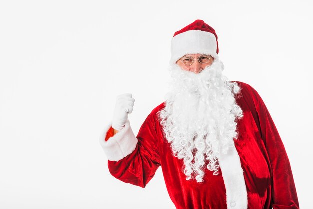 Santa Claus showing fist