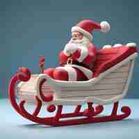 Free photo santa claus sitting in a sleigh with gifts 3d render