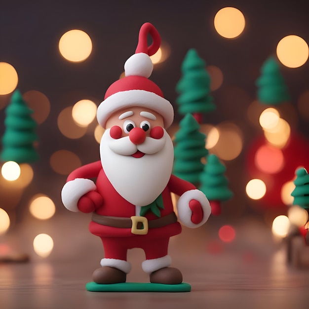 Бесплатное фото Санта-клаус с рождественской елкой и фоном боке