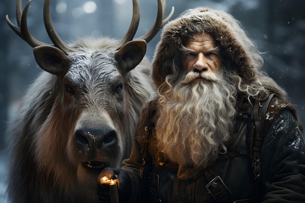 Free Photo santa and his favorite reindeer