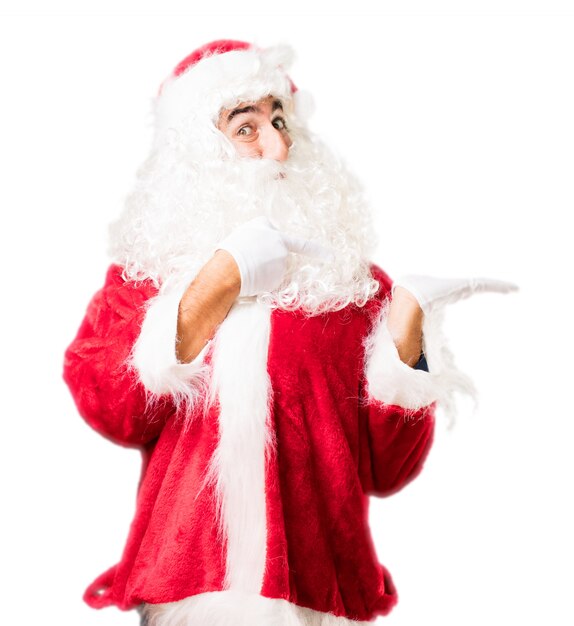 Santa pointing to one of his hands