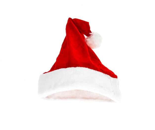 산타 빨간 모자 흰색 배경에 고립