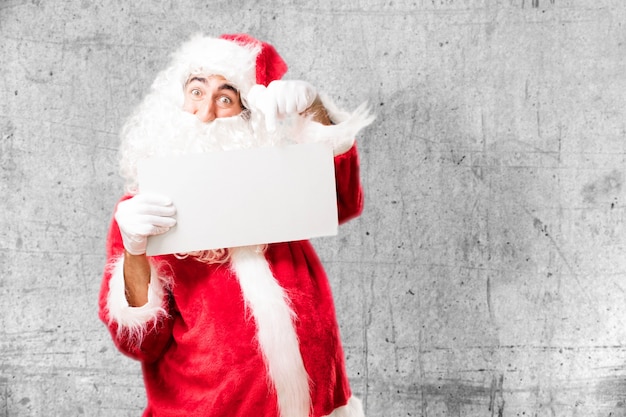 Santa with a white poster