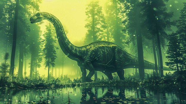 Бесплатное фото Сауроподный динозавр в природе