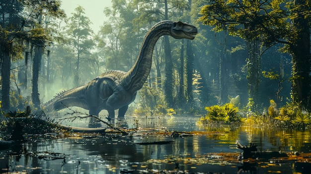 Sauropod dinosaur in nature