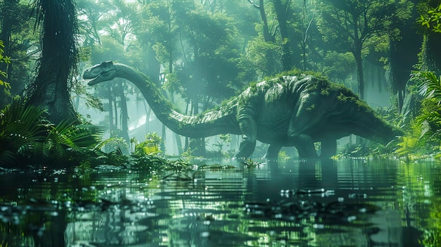 Free photo sauropod dinosaur in nature