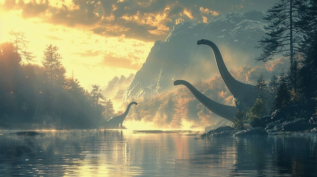 Free photo sauropod dinosaur in nature