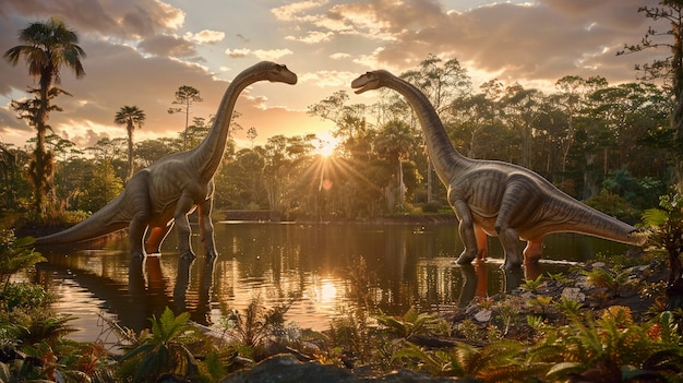 Foto gratuita dinosauro sauropode in natura