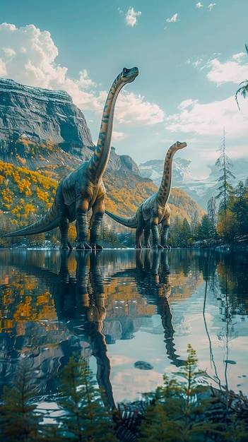 Free photo sauropod dinosaur in nature