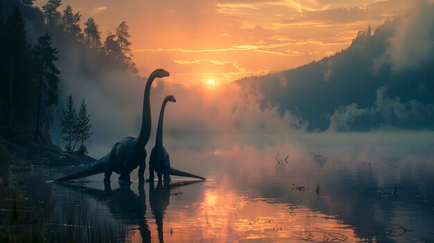 Free photo sauropod dinosaur in nature