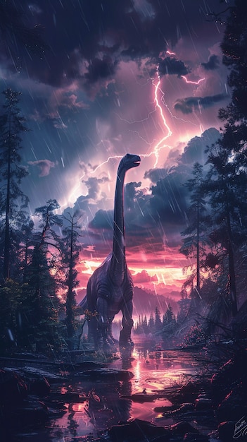 Free photo sauropod dinosaur in nature