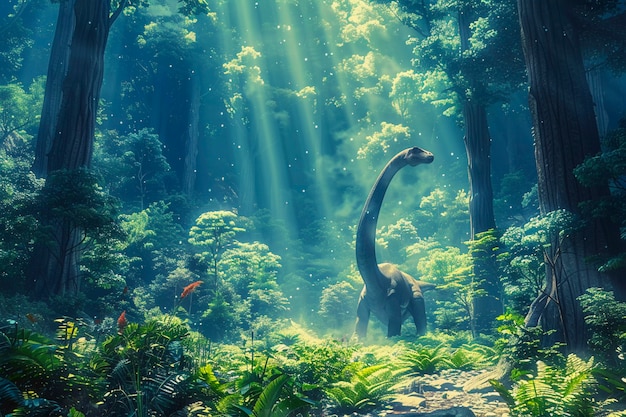 Free photo sauropod dinosaur in nature