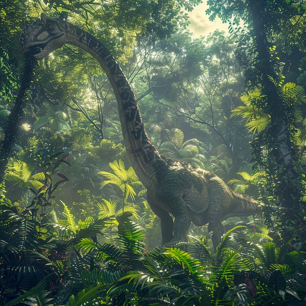 Free photo sauropod dinosaur in nature