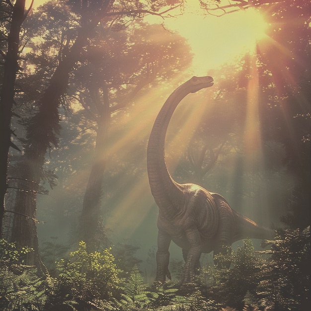 Free photo sauropod dinosaur in nature