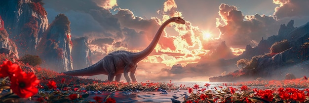 Free photo sauropod dinosaur in nature