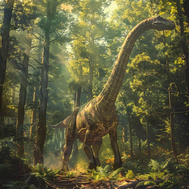 Free photo sauropod dinosaur in the wild