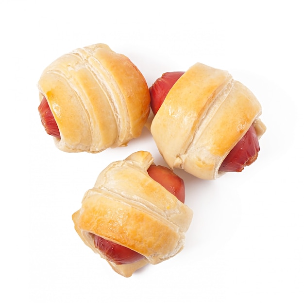 Sausages in dough isolated 