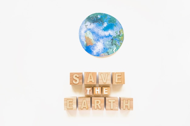 Save the Earth words and paper planet