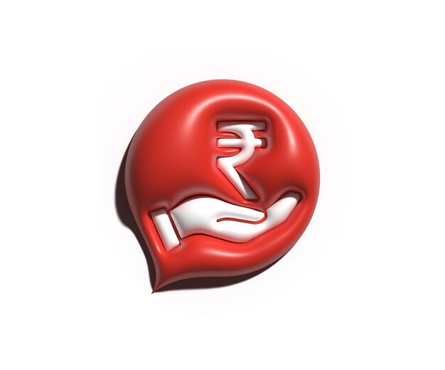 Save Rupee icon. Indian Rupee on Hand. Banking, Investment and Finance 3D Symbol.