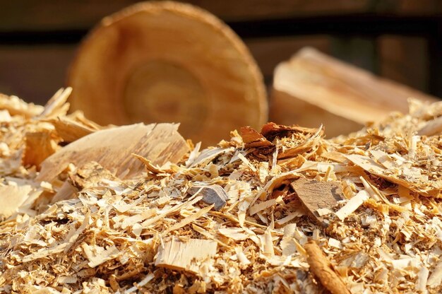 Sawdust with logs background