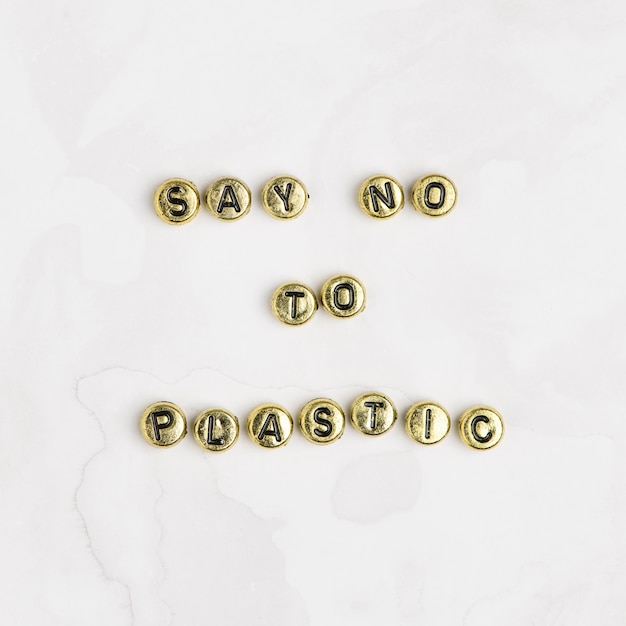 Free photo say no to plastic quote with beads