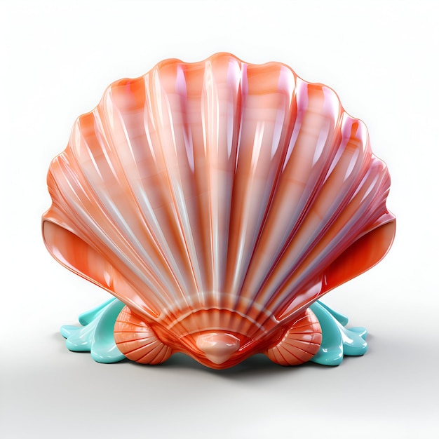 Free photo scallop shell on white background 3d render image