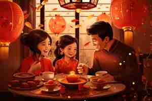 Free photo scene in anime style for chinese new year festival celebration