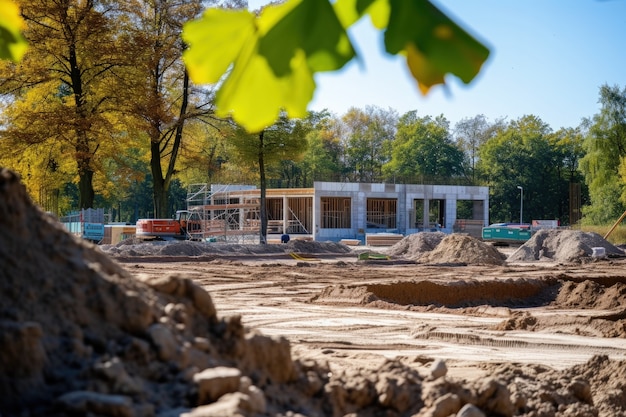 Scene of construction site with equipment