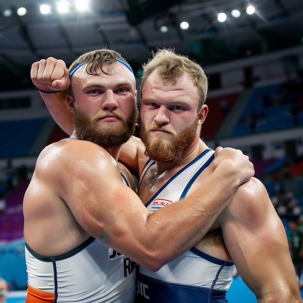 Scene from the olympic games tournament with athletes competing