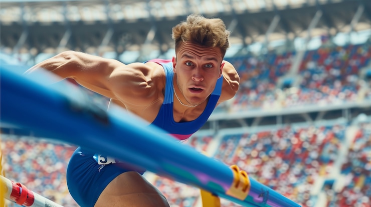 Free Photo scene from the olympic games tournament with athletes competing