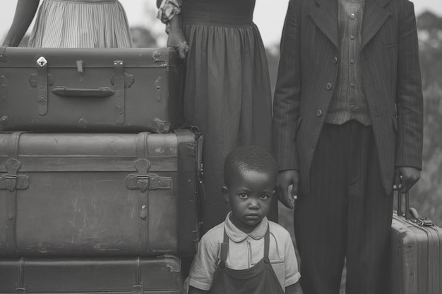 Foto gratuita scena con persone afroamericane che si muovono nella zona rurale nei vecchi tempi