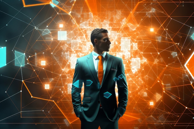 Free Photo scene with business person working futuristic office job